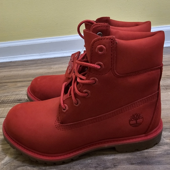 Timberland® Premium 6-Inch Waterproof Boot, red, size US 8 - Picture 5 of 17